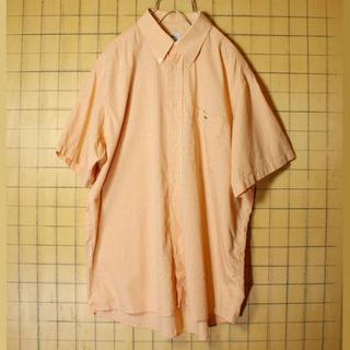 ラコステ(LACOSTE)のビッグシルエット ラコステ半袖ボタンダウンチェックシャツ オレンジXL ss71(シャツ)
