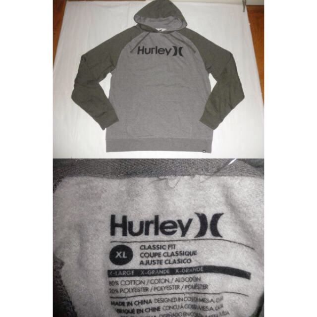 Hurley(ハーレー)のhurley裏起毛パーカーUS XL灰緑 メンズのトップス(パーカー)の商品写真