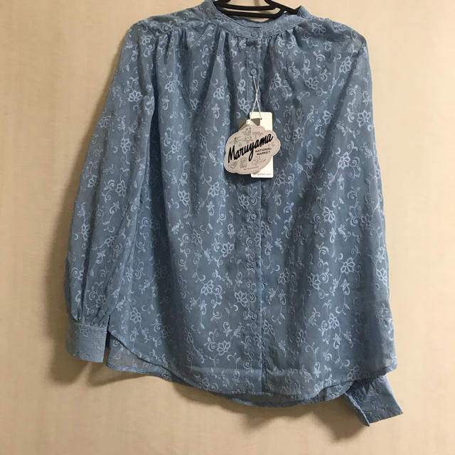 GU×ケイタマルヤマ　エンブロイダリーバンドカラーシャツ　M ブルー | フリマアプリ ラクマ