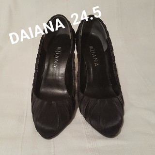 ダイアナ(DIANA)のダイアナ　サテン黒パンプス 24.5cm(ハイヒール/パンプス)