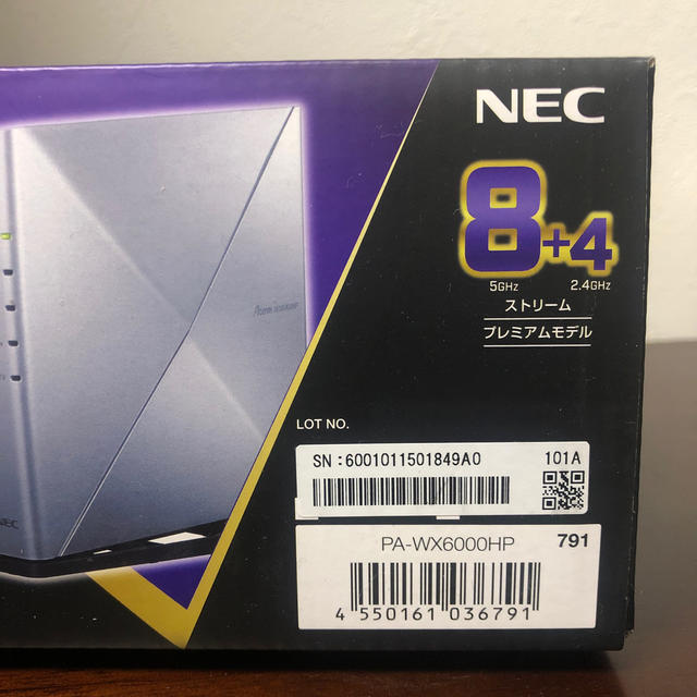 NEC(エヌイーシー)のひろりん様専用　NEC WIFI ホームルーター PA-WX6000HP 未開封 スマホ/家電/カメラのPC/タブレット(PC周辺機器)の商品写真