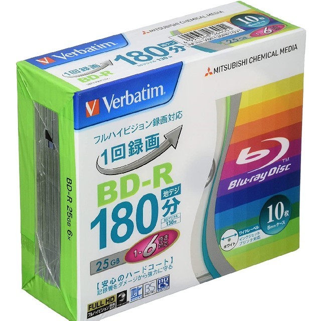 三菱ケミカル(ミツビシケミカル)のVerbtim VBD130RP10V1【BD-R 6倍速10枚】 エンタメ/ホビーのDVD/ブルーレイ(その他)の商品写真