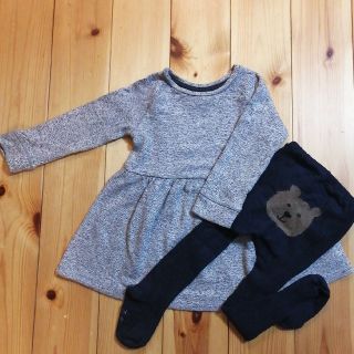 ベビーギャップ(babyGAP)のbabyGAP　ワンピース&くまタイツ　SET　80-90cm(ワンピース)