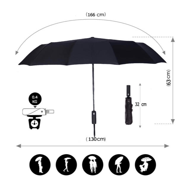 折りたたみ傘 自動開閉 ワンタッチ メンズのファッション小物(傘)の商品写真
