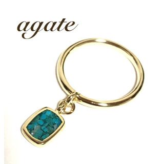 アガット(agete)のアガット agate ブルークリスタル モザイク K10YG チャーム リング(リング(指輪))