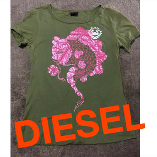 ディーゼル(DIESEL)の新品　DIESEL フリル袖 カーキ色Tシャツ(Tシャツ(半袖/袖なし))
