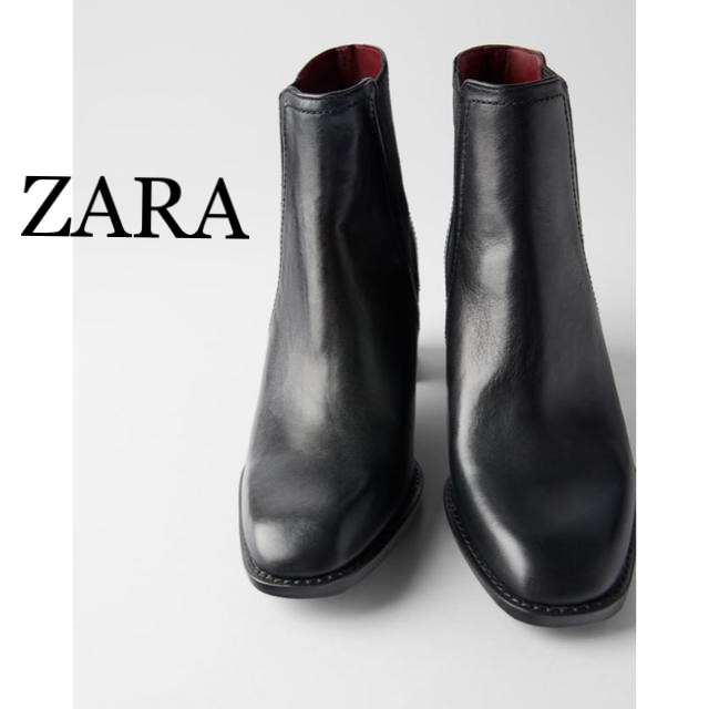 ZARA 新品・未使用　本革　レザーヒールブーツ