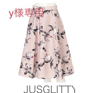 ジャスグリッティー(JUSGLITTY)のジャスグリッティー♡シックフラワープリントスカート(ひざ丈スカート)