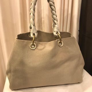 ボッテガヴェネタ(Bottega Veneta)のボッテガヴェネタ キャンバス レザー トートバッグ ベージュ系(トートバッグ)