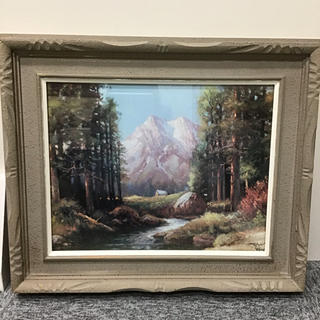 ロバート・ウッド　「雄大な峰々」　複製画　額付き　絵画 油絵