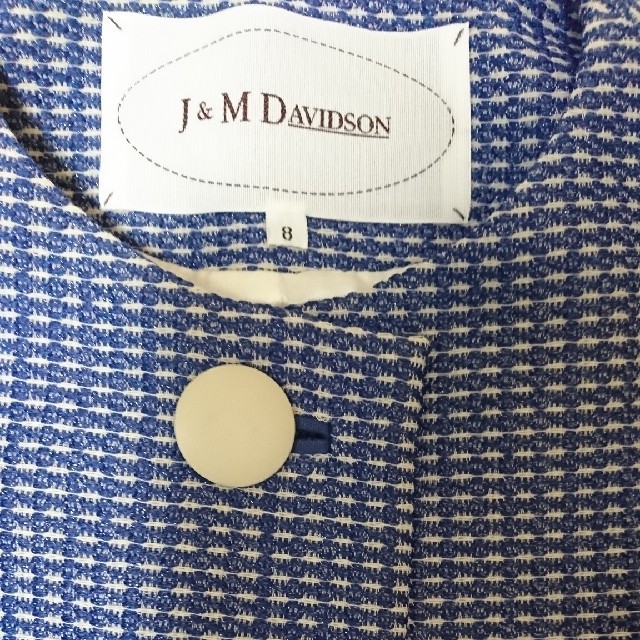 J&M DAVIDSON(ジェイアンドエムデヴィッドソン)の最終値下げ新品J&Mdavidsonツイードノーカラージャケットブルー8ラメ レディースのジャケット/アウター(ノーカラージャケット)の商品写真