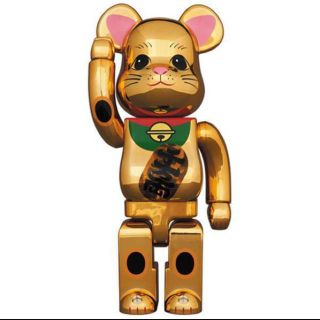 メディコムトイ(MEDICOM TOY)のBE@RBRICK 招き猫 金メッキ 発光 400％(キャラクターグッズ)