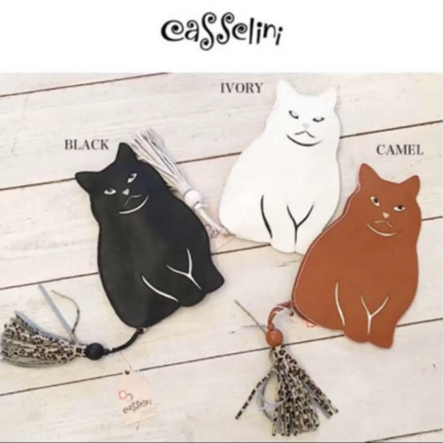 Casselini(キャセリーニ)の新品！レザーCATクラッチバッグ ネコ ブラック レディースのバッグ(クラッチバッグ)の商品写真