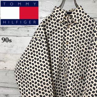 トミーヒルフィガー(TOMMY HILFIGER)の【激レア】トミーヒルフィガー☆刺繍ワンポイントロゴ 総柄 長袖BDシャツ 90s(シャツ)