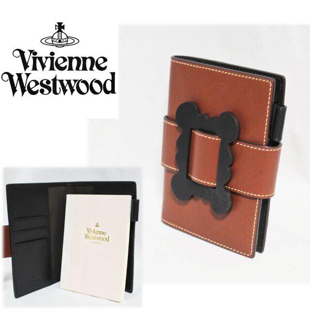 Vivienne Westwood(ヴィヴィアンウエストウッド)の《ヴィヴィアンウエストウッド》新品 Ａ6収納可 レザーブックカバー 男女兼用 ハンドメイドの文具/ステーショナリー(ブックカバー)の商品写真