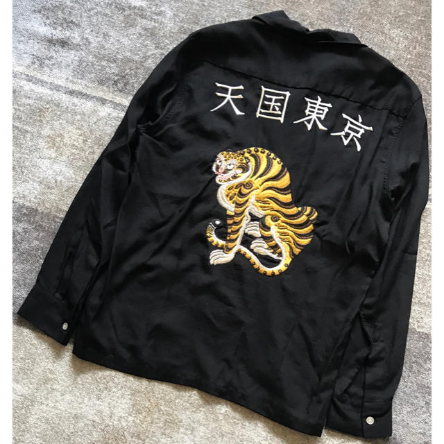 即完売 入手困難 ワコマリア 天国東京 最高の虎刺繍 オープンカラーシャツ M