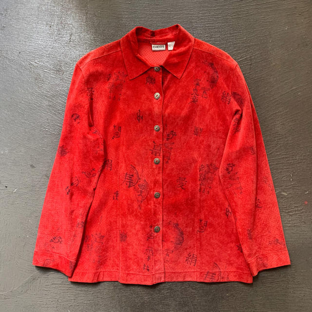 90's Vintage suede shirt / Red