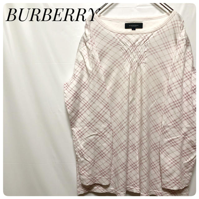 BURBERRY(バーバリー)のバーバリー　ノバチェック柄　レディース　カットソー　サイズL　ピンク レディースのトップス(カットソー(長袖/七分))の商品写真