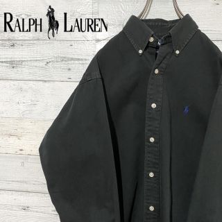 ラルフローレン(Ralph Lauren)の【レア】ラルフローレン☆刺繍ロゴ ブラック コットン 長袖BDシャツ 90s(シャツ)