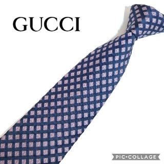 グッチ(Gucci)の【美品】グッチ イタリア製 ネクタイ ダイヤチェック柄 460(ネクタイ)