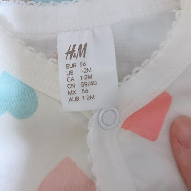 H&M(エイチアンドエム)のほぼ新品！新生児　H&M ロンパース3点セット　60 キッズ/ベビー/マタニティのベビー服(~85cm)(ロンパース)の商品写真