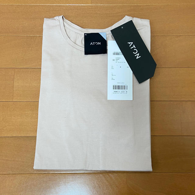<新品未使用>ATON SUVIN Tシャツ ピンクベージュ レディースのトップス(Tシャツ(半袖/袖なし))の商品写真