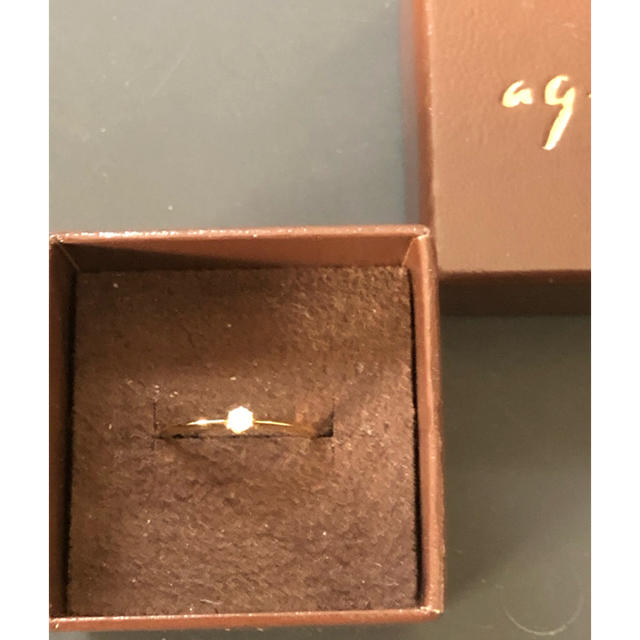アガット　K18 ダイヤモンド 0.05 リング  約7号　値下げリング(指輪)