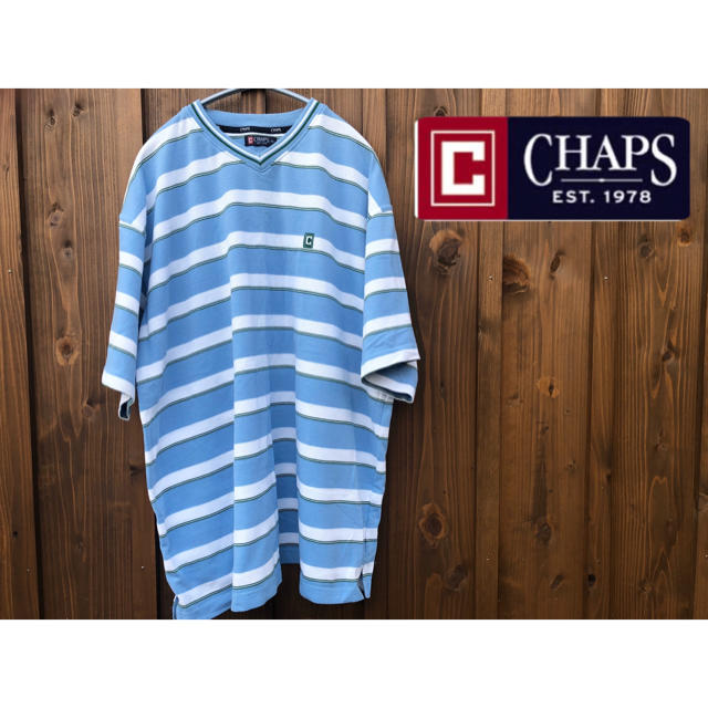 CHAPS(チャップス)のCHAPS vネック ボーダーtシャツ LL レトロデザイン メンズのトップス(Tシャツ/カットソー(半袖/袖なし))の商品写真