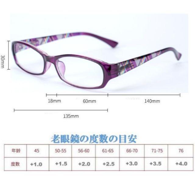 老眼鏡 ブルーライトカット35％ UV400 目の疲れ軽減 軽量/パープル レディースのファッション小物(サングラス/メガネ)の商品写真
