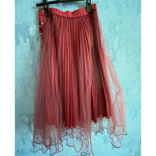 ココディール(COCO DEAL)の赤のプリーツチュールスカート(ひざ丈スカート)