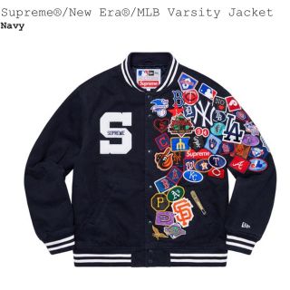 シュプリーム(Supreme)のM Supreme New Era MLB Varsity Jacket 紺色(スタジャン)