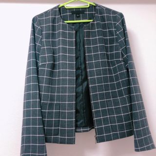 ユニクロ(UNIQLO)の明日までお値下げ！【ユニクロ】チェックジャケット(ノーカラージャケット)