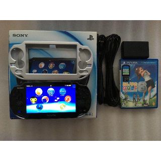 ソニー(SONY)のPS Vita(PCH-1100)3G/Wi-Fiモデルと「みんなのゴルフ６」(携帯用ゲーム機本体)