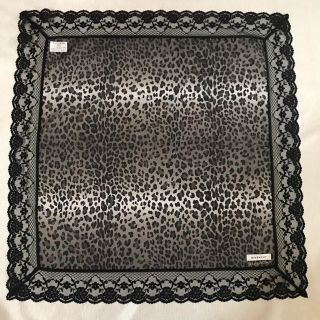 ジバンシィ(GIVENCHY)の★ジバンシィ ジバンシー★レース 大判 ハンカチ 黒 レオパード 豹柄 新品(ハンカチ)