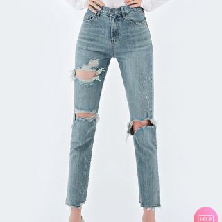 スタイルナンダ(STYLENANDA)のCHUU JEANS ハイウエストダメージデニム　26インチ(デニム/ジーンズ)