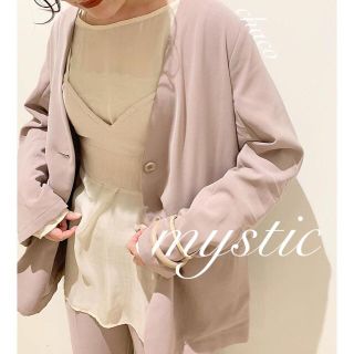 ミスティック(mystic)の春新作🌼¥9350【mystic】ノーカラージャケット 春ジャケット BEI(ノーカラージャケット)