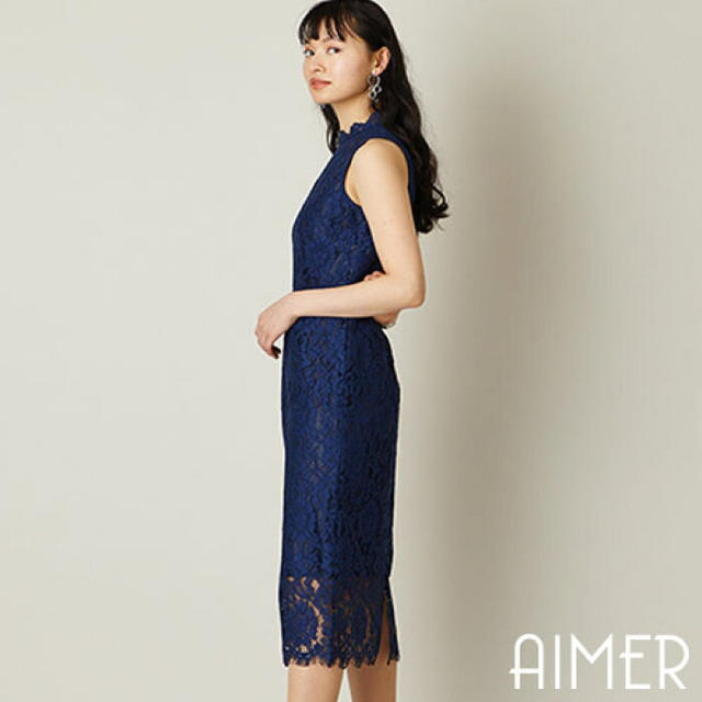 AIMER - AIMER スタンドネック総レースパーティドレスの通販 by はる's 