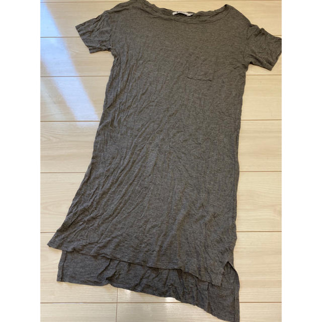 Alexander Wang(アレキサンダーワン)のAlexanderWang サイドスリットロングTシャツ　グレー　S レディースのトップス(Tシャツ(半袖/袖なし))の商品写真