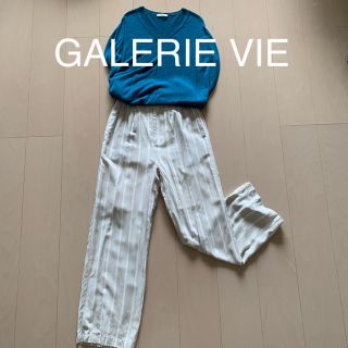 トゥモローランド(TOMORROWLAND)の美品★GALRIE VIE ストライプパンツ(カジュアルパンツ)