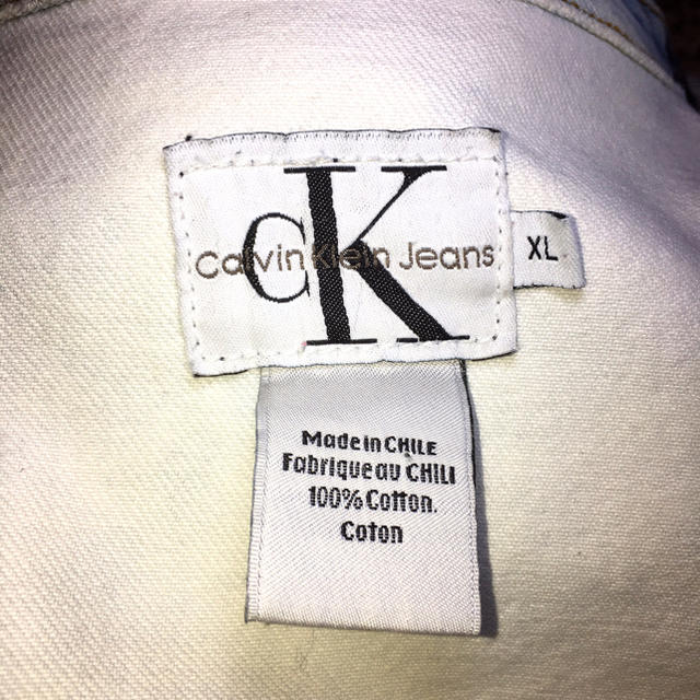 【激レア1点物】Calvin kleinホワイトブリーチデニムJKT【希少XL】