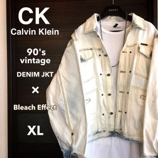 【激レア1点物】Calvin kleinホワイトブリーチデニムJKT【希少XL】