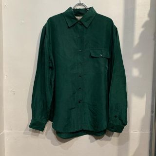 テロテロ　シルクシャツ　モスグリーン　ユニセックス  デザイン古着　古着(シャツ)