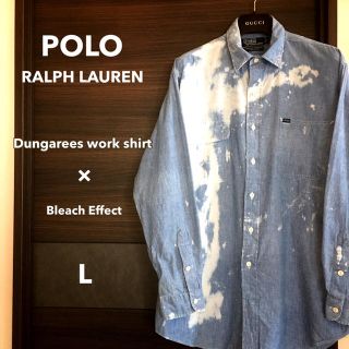 ポロラルフローレン(POLO RALPH LAUREN)の【リメイク 1点物】POLOラルフローレン ダンガリーワークシャツ ブリーチ L(シャツ)