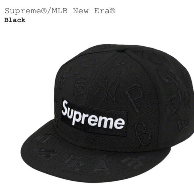 Supreme MLB New Era Black 7 1/2帽子