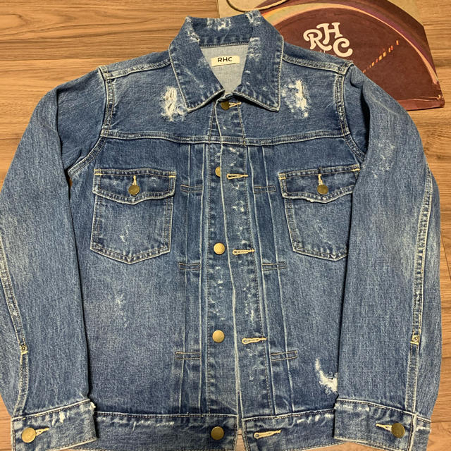 Ron Herman(ロンハーマン)のロンハーマン RHC インディゴ　クラッシュ　denim デニム　Gジャン　S メンズのジャケット/アウター(Gジャン/デニムジャケット)の商品写真