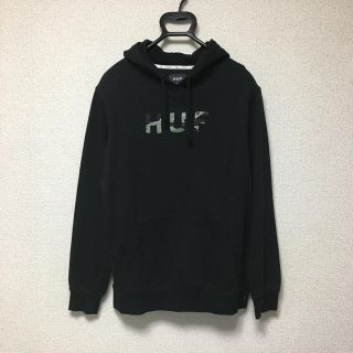 ハフ(HUF)のHUF プルオーバーパーカー ブラック カモフラージュ 迷彩 裏起毛(パーカー)