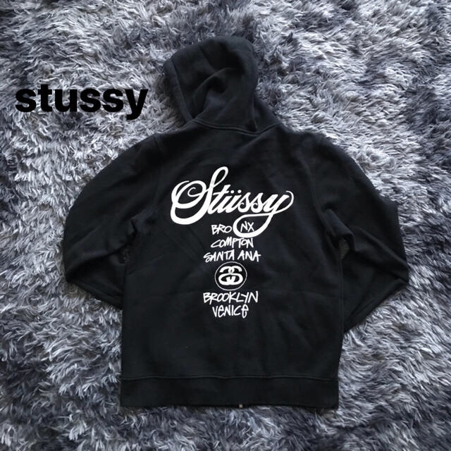 STUSSY パーカー　フーディ　world tour ロゴ