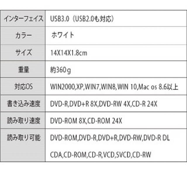 DVDドライブ 外付き スマホ/家電/カメラのPC/タブレット(PC周辺機器)の商品写真