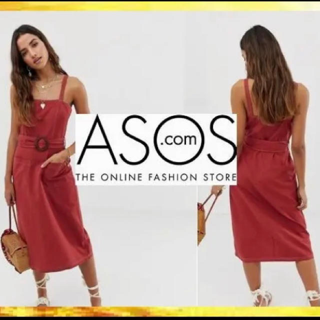 asos(エイソス)の大人気！◆ASOS◆スクエアネックミディサンドレス☆ レディースのワンピース(ひざ丈ワンピース)の商品写真