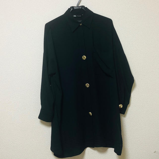 ZARA(ザラ)の試着のみ♡ZARA BLACKロングシャツ　M size レディースのトップス(シャツ/ブラウス(長袖/七分))の商品写真